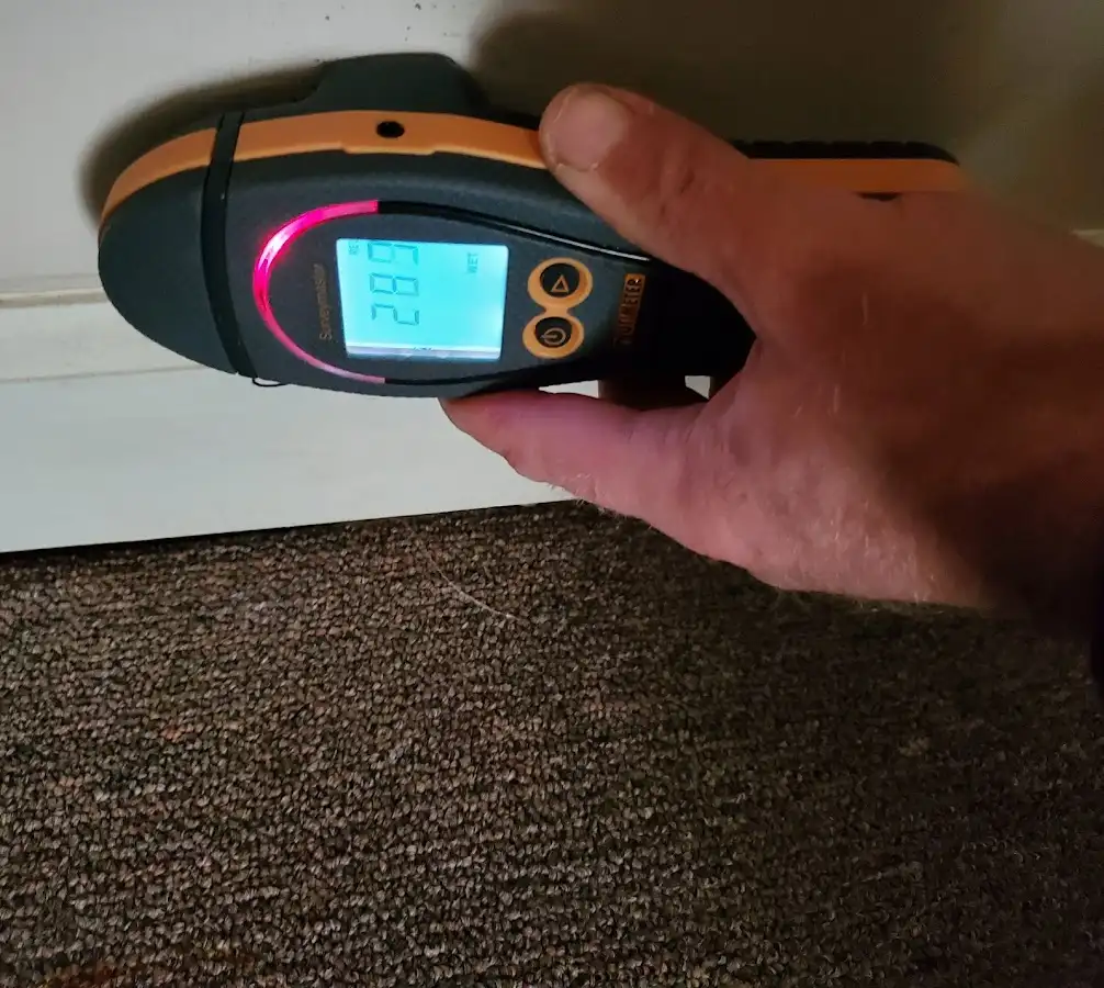 Moisture detection at baseboard during Sewage Cleanup & Sanitation in Ankeny
